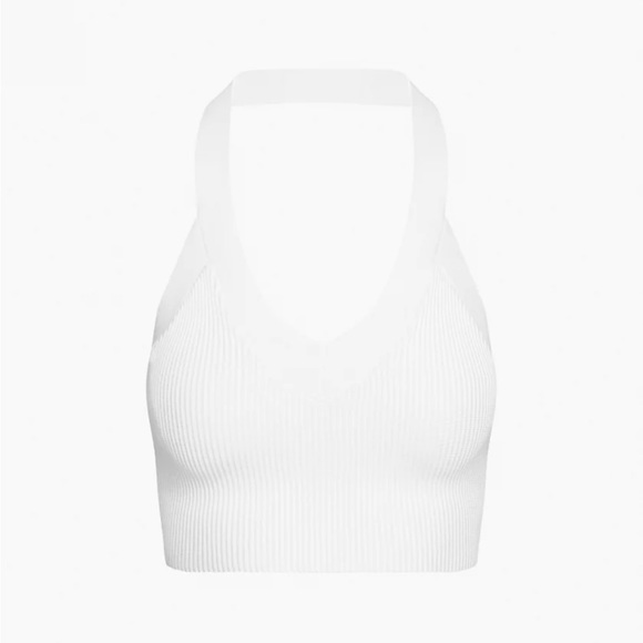 Tops - BRAND NEW! Aritzia Babaton Griffith sculpt knit halter crop top ribbed white XXS